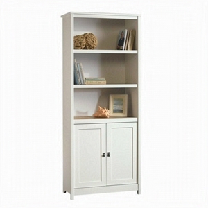 Pemberly Row Engineered Wood 3-Shelf Bookcase in Soft White