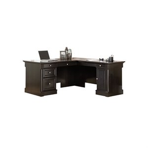 pemberly row contemporary/modern wood l-shaped computer desk