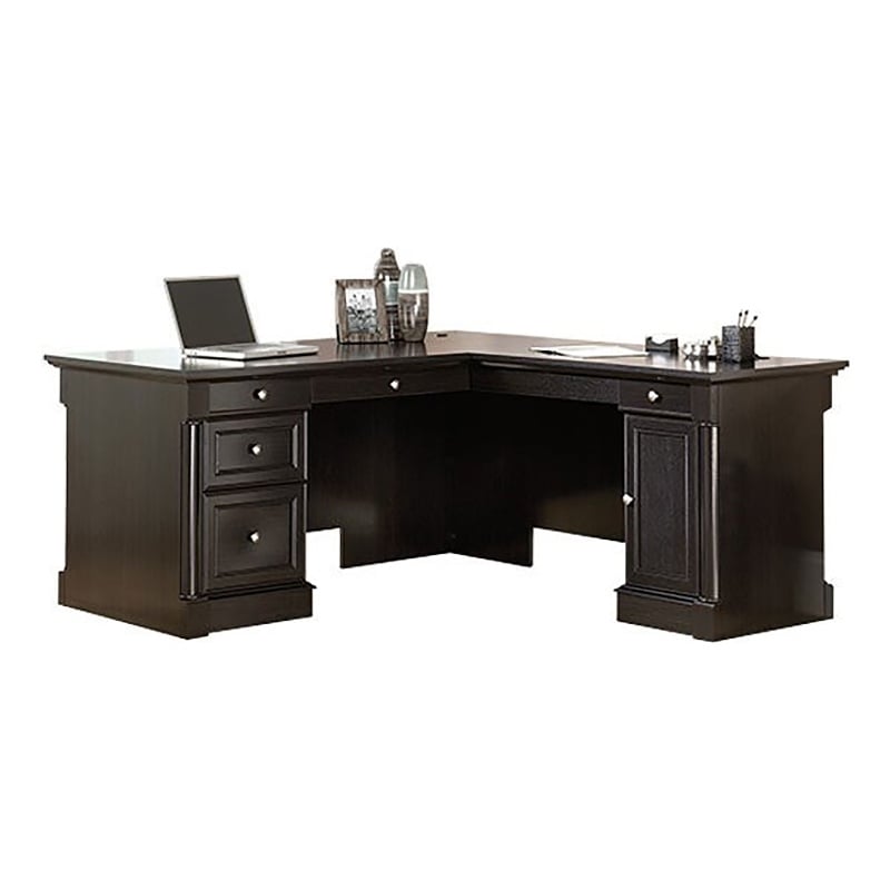 Pemberly Row L-Shaped Contemporary Engineered Wood Computer Desk in Wind Oak