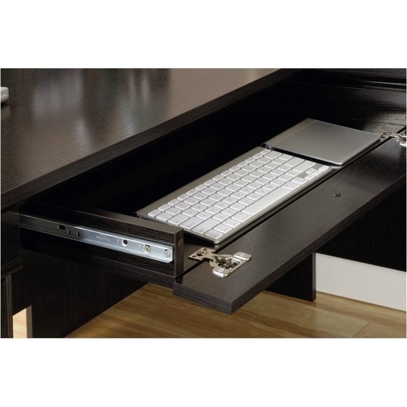 Pemberly Row L-Shaped Contemporary Engineered Wood Computer Desk in Wind Oak