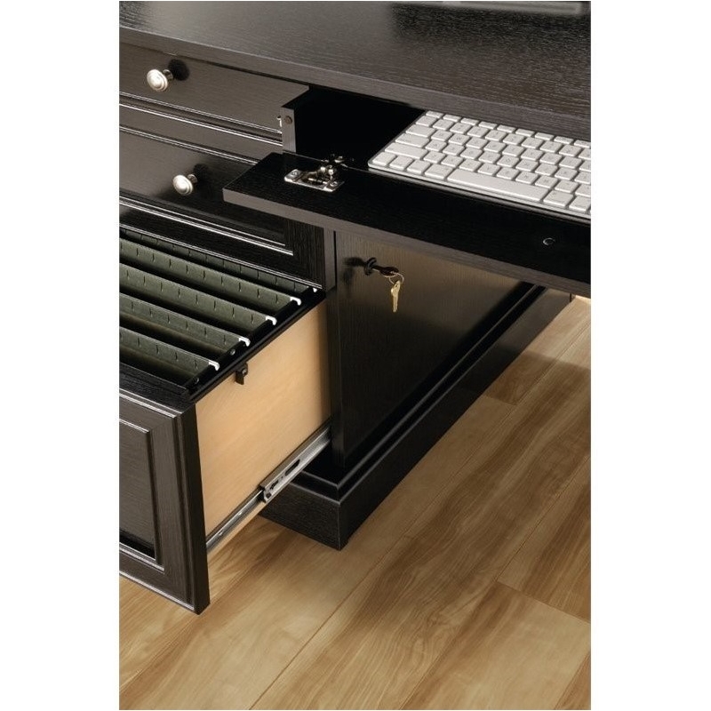 Pemberly Row L-Shaped Contemporary Engineered Wood Computer Desk in Wind Oak