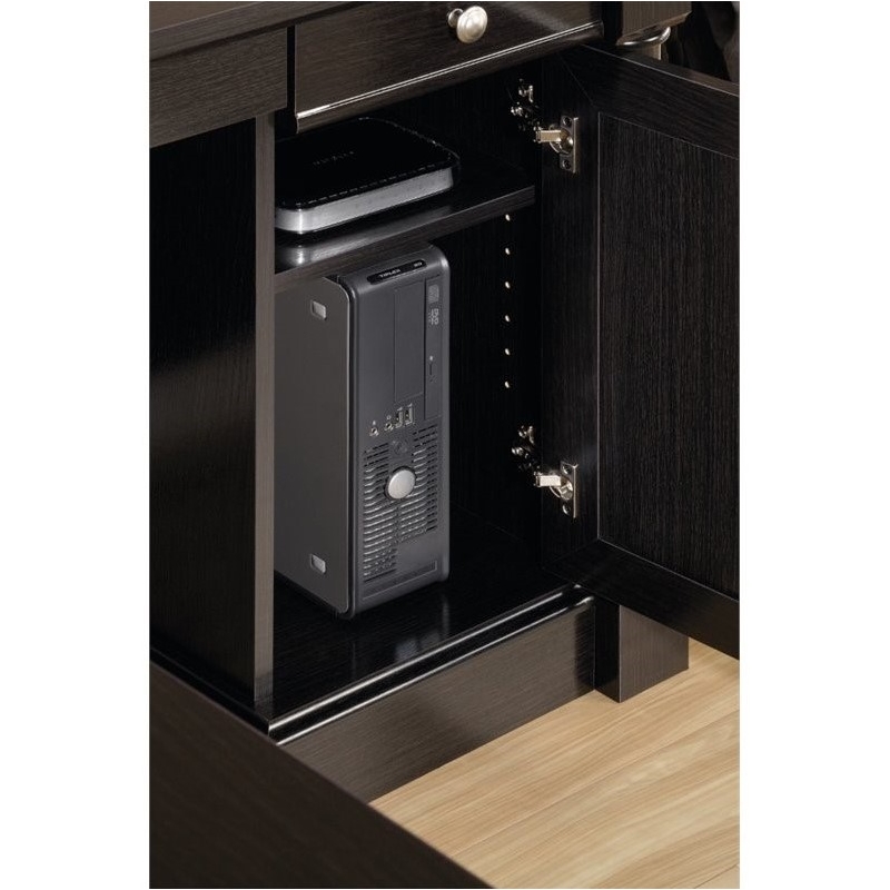 Pemberly Row L-Shaped Contemporary Engineered Wood Computer Desk in Wind Oak