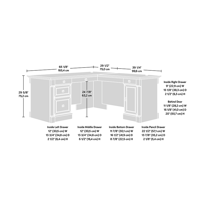 Pemberly Row L-Shaped Contemporary Engineered Wood Computer Desk in Wind Oak