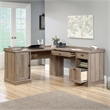 Pemberly Row Contemporary Wood L-Shaped Computer Desk in Salt Oak
