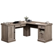 Pemberly Row Contemporary Wood L-Shaped Computer Desk in Salt Oak