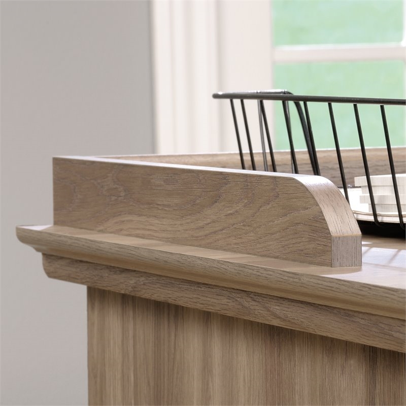 Pemberly Row Contemporary Wood L-Shaped Computer Desk in Salt Oak