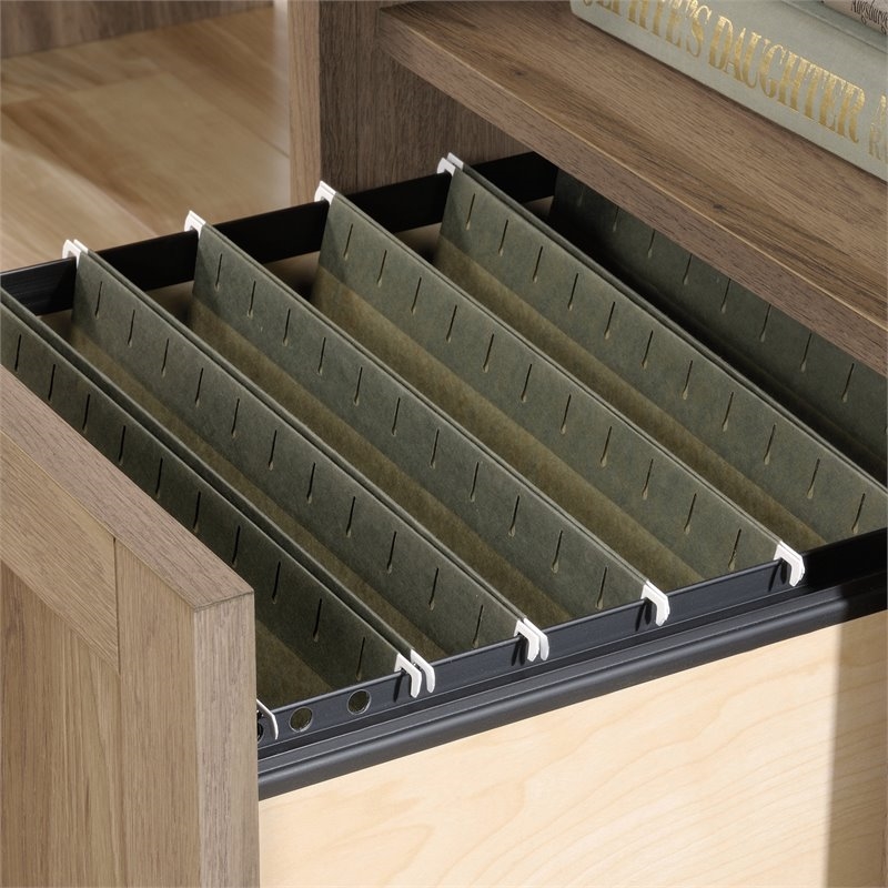 Pemberly Row Contemporary Wood L-Shaped Computer Desk in Salt Oak