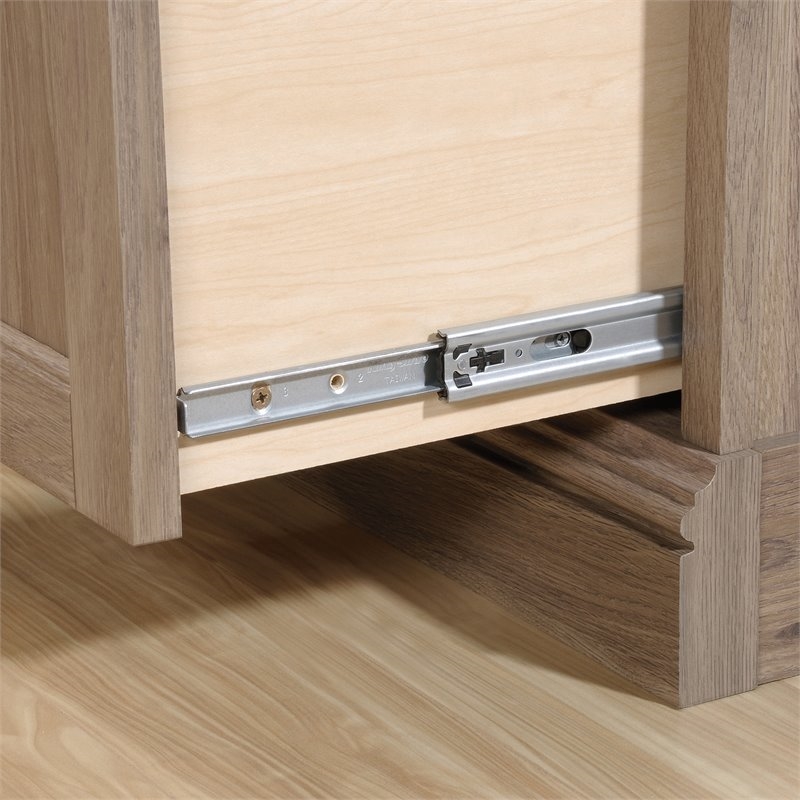 Pemberly Row Contemporary Wood L-Shaped Computer Desk in Salt Oak