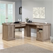 Pemberly Row Contemporary Wood L-Shaped Computer Desk in Salt Oak