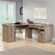 Pemberly Row Contemporary Wood L-Shaped Computer Desk in Salt Oak