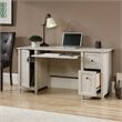 Pemberly Row Contemporary Wood Computer Desk in Chalked Chestnut