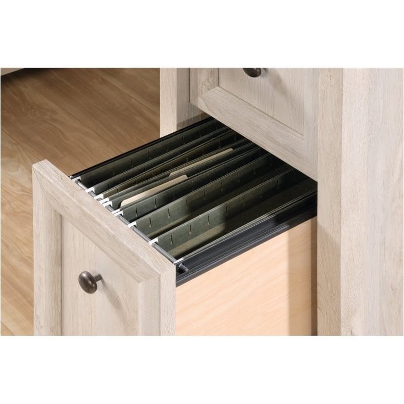 Pemberly Row Contemporary Wood Computer Desk in Chalked Chestnut