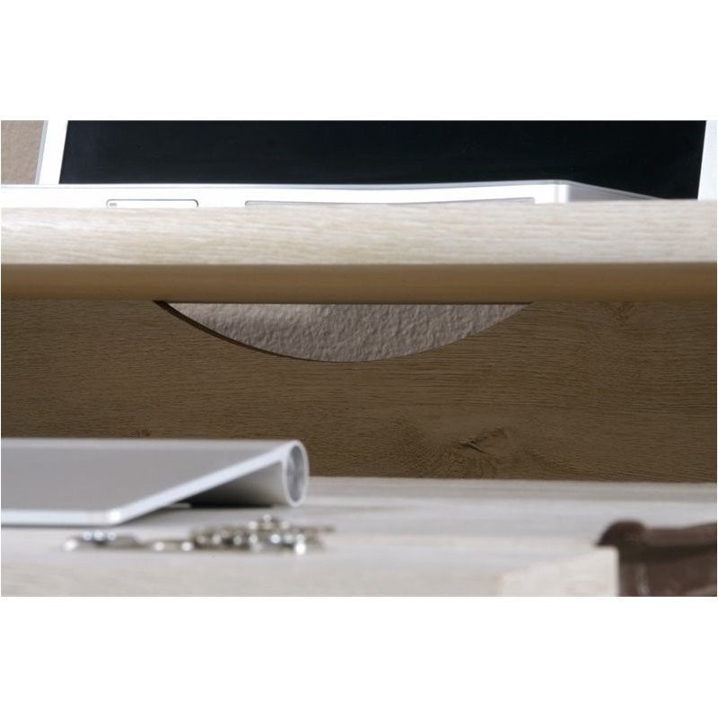 Pemberly Row Contemporary Wood Computer Desk in Chalked Chestnut