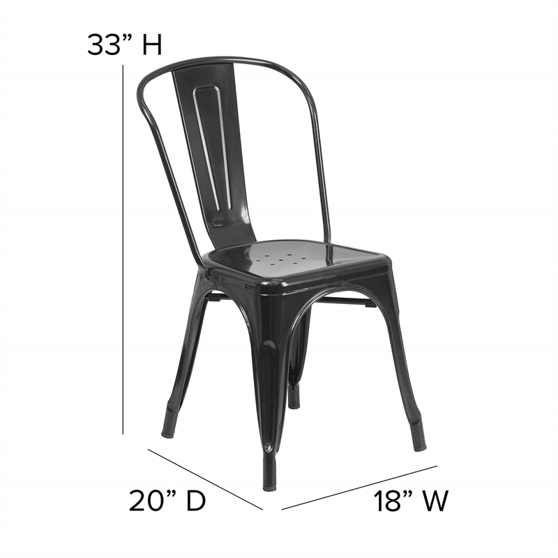 Pemberly Row Metal Stackable Dining Chair in Black