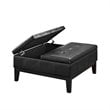 Pemberly Row Faux Leather Coffee Table Storage Ottoman in Black
