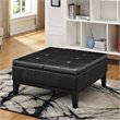 Pemberly Row Faux Leather Coffee Table Storage Ottoman in Black