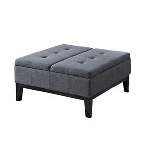 Pemberly Row Coffee Table Storage Ottoman in Gray