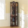 Pemberly Row Mahogany Lighted Corner Curio Cabinet