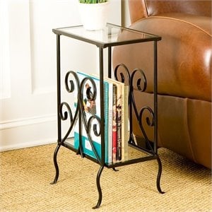 pemberly row metal magazine table in painted black