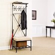 Pemberly Row Entryway Storage Rack Bench Seat in Textured Black