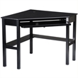 Pemberly Row Transitional Wood Corner Computer Desk in Painted Black