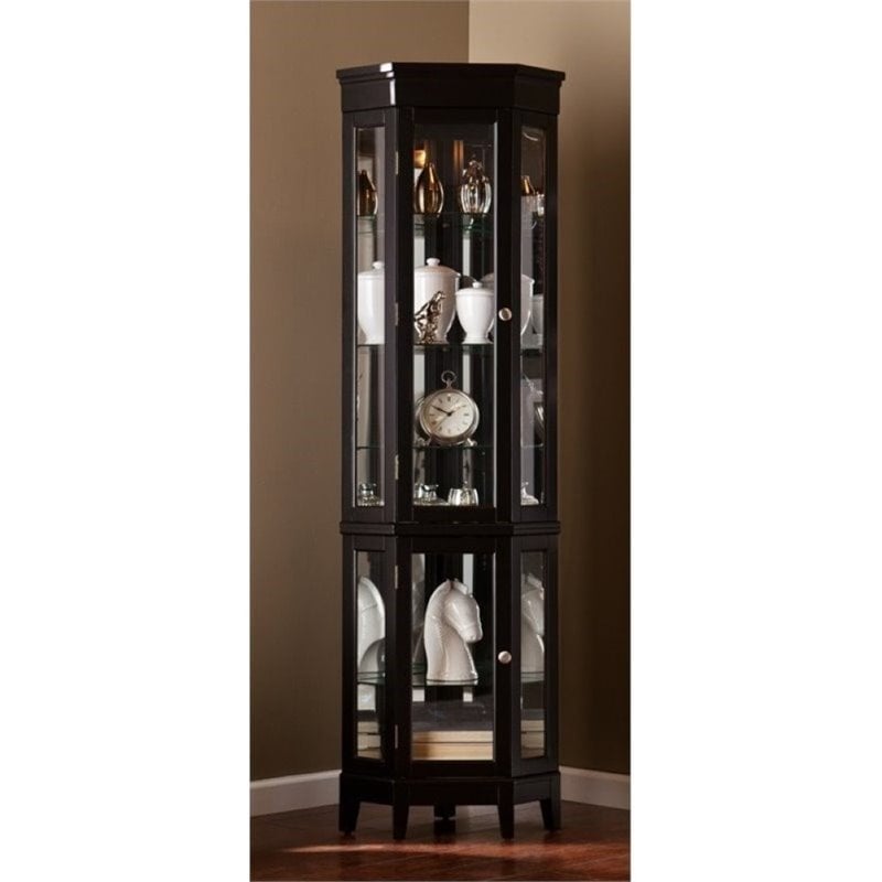 Pemberly Row Corner Curio in Black