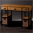 Pemberly Row Desk with Rattan Baskets in Weathered Gray Finish