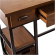 Pemberly Row Desk with Rattan Baskets in Weathered Gray Finish