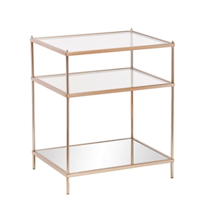 Pemberly Row Plated Iron and Tempered Glass End Table in Metallic Gold
