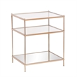 Pemberly Row Plated Iron and Tempered Glass End Table in Metallic Gold
