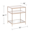 Pemberly Row Plated Iron and Tempered Glass End Table in Metallic Gold