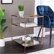 Pemberly Row Plated Iron and Tempered Glass End Table in Metallic Gold