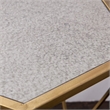 Pemberly Row Geometric Accent End Table in Gold with Antique Mirror