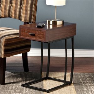 pemberly row side table with power and usb in walnut