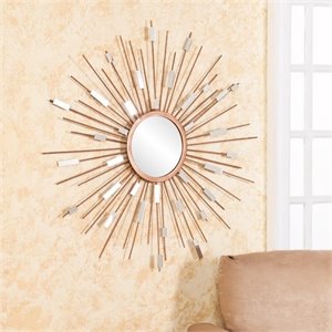 Pemberly Row Mirrored Wall Sculpture in Painted Gold