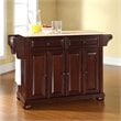 Pemberly Row Natural Wood Top Mahogany Kitchen Island