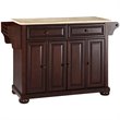 Pemberly Row Natural Wood Top Mahogany Kitchen Island