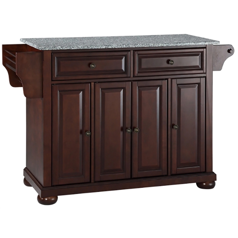 Pemberley Row Solid Wood Gray Mahogany Kitchen Island Rectangular Adjustable Shelves 52