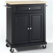 Pemberly Row 1-Drawer Traditional Wood Kitchen Cart in Black/Natural