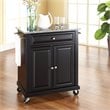 Pemberly Row Solid Granite Top Kitchen Cart in Black