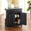 Pemberly Row Solid Granite Top Kitchen Cart in Black