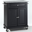 Pemberly Row Solid Granite Top Kitchen Cart in Black