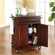 Pemberly Row Traditional Wood Kitchen Cart with Granite Top in Mahogany/Black