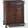 Pemberly Row Traditional Wood Kitchen Cart with Granite Top in Mahogany/Black