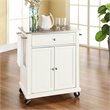 Pemberly Row Traditional Wood Kitchen Cart with Stainless Steel Top in White