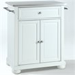 Pemberly Row Traditional Wood Kitchen Island with Stainless Steel Top in White