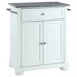 Pemberly Row Traditional Wood Kitchen Island with Granite Top in White/Gray