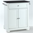 Pemberly Row Black Granite Top Kitchen Island in White