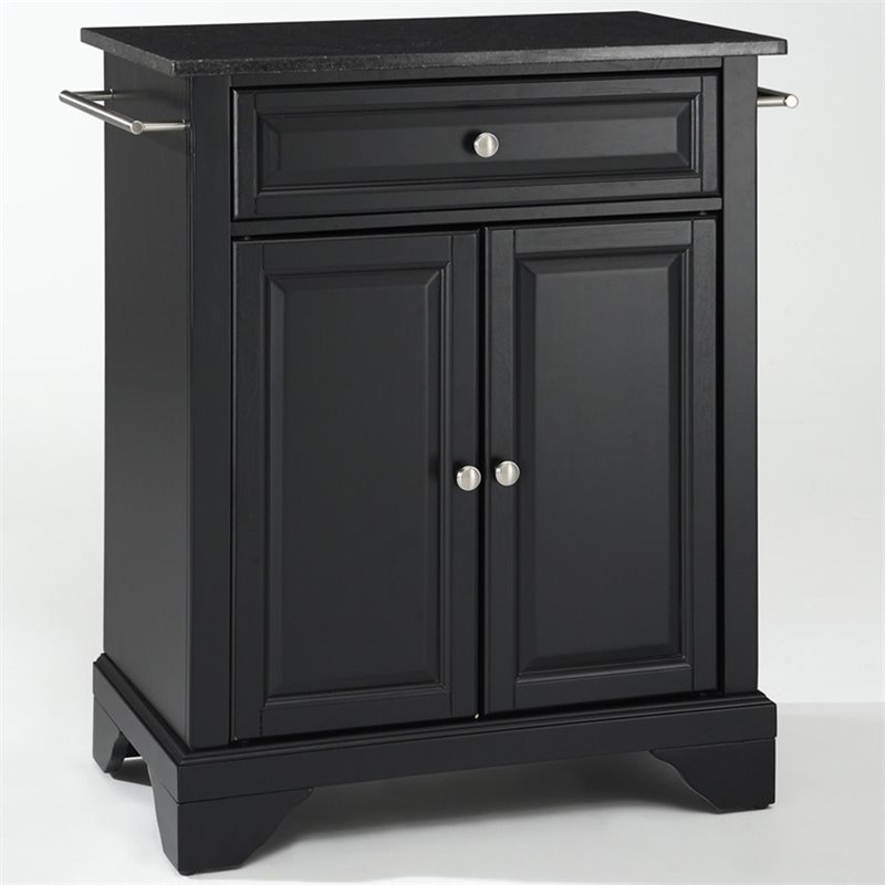 Pemberly Row Solid Black Granite Top Kitchen Island