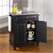 Pemberly Row Stainless Steel Top Black Kitchen Island